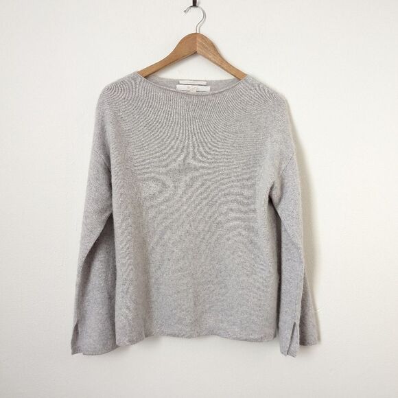 Nordstrom Signature light grey cashmere flare split sleeve oversized sweater - Picture 1 of 4